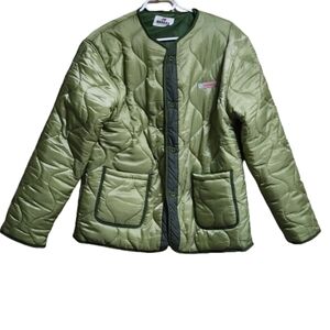 KKKKKK, 'You light up my life 'puffer quilted jacket olive green size large